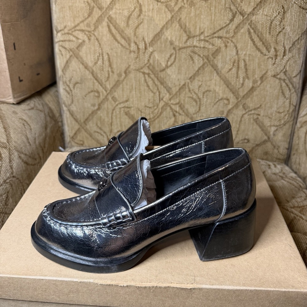 Coach Natalie Metallic Crinkle Loafer Women's Size 8.5